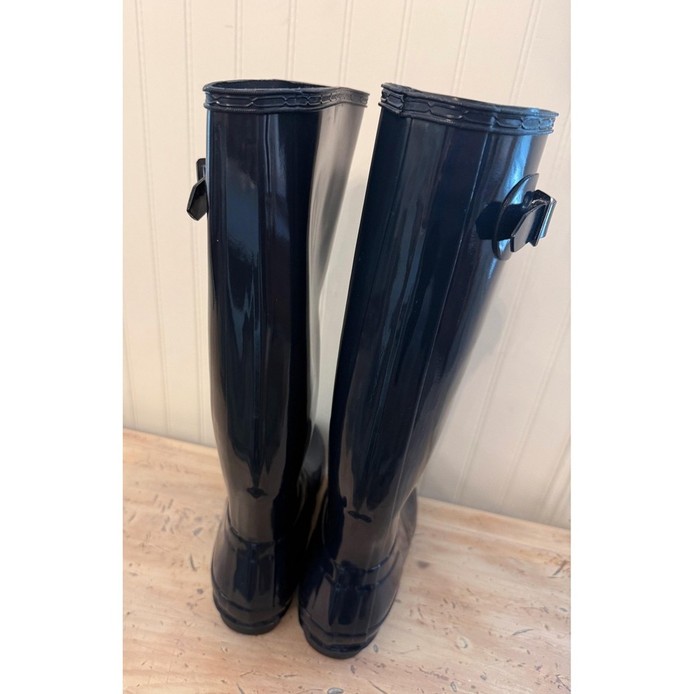Hunter Rain Boots Womens Size 10 Blue Rubber Knee High Tall Gloss WFT1000RGL - Picture 5 of 10